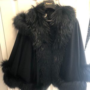 Like NEW - Pellacci Mink Fur 100% Cashmere Cape Black Size: XS